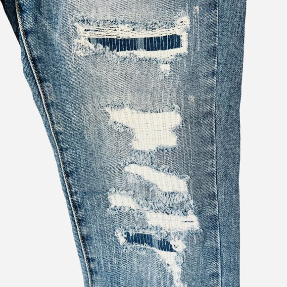 NWT I&M Jeans Women's Distressed Tom Girl High Rise Stretch Blue Jeans Size 3 - Picture 6 of 14